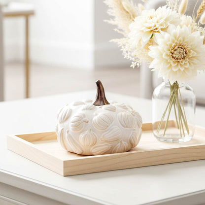 Embossed Ceramic White Pumpkin