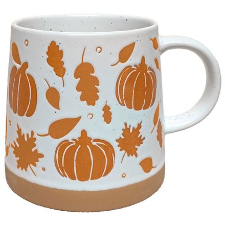 Pumpkins &amp; Leaves Stoneware Mug