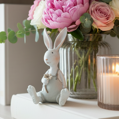 Sitting Rabbit Holding Flower