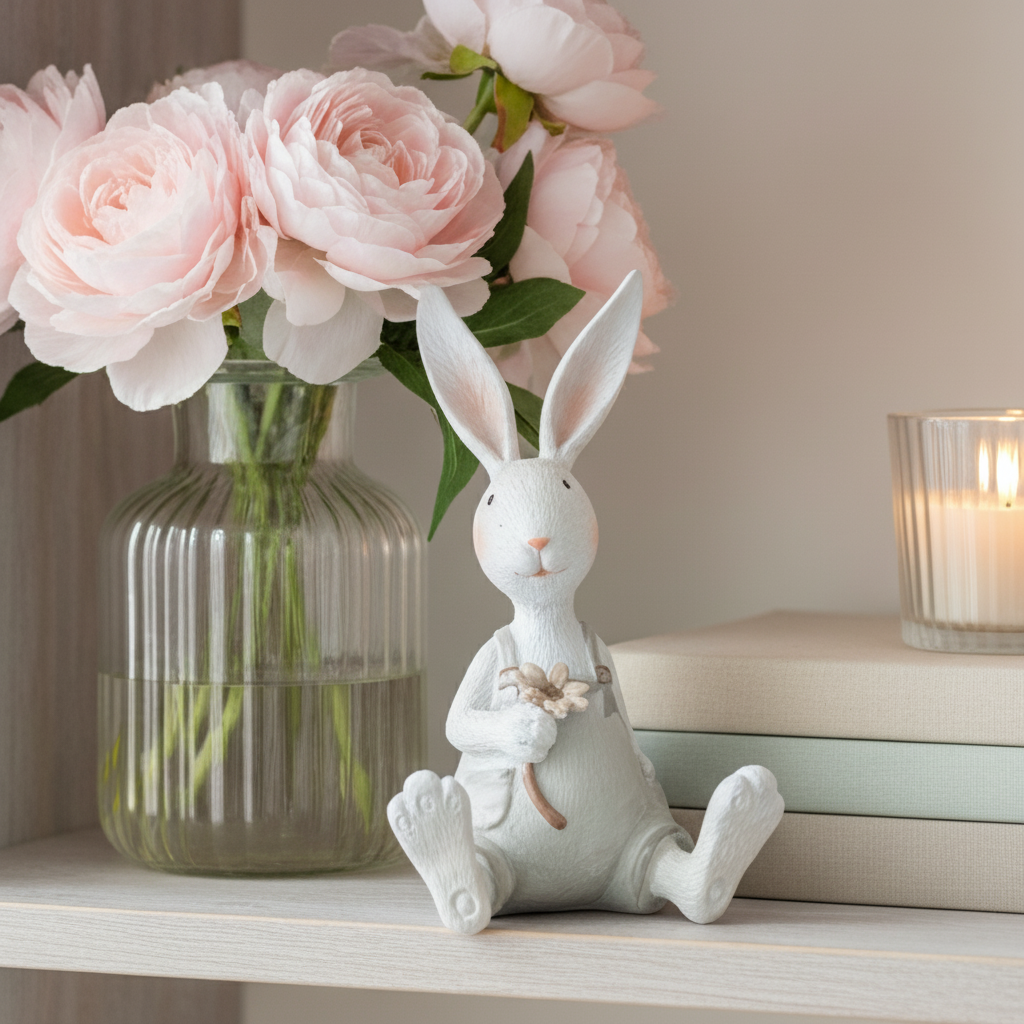 Sitting Rabbit Holding Flower