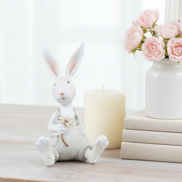 Sitting Rabbit Holding Flower