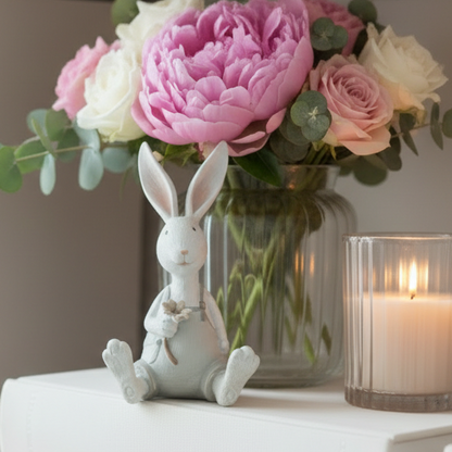 Sitting Rabbit Holding Flower
