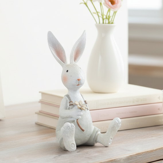 Sitting Rabbit Holding Flower