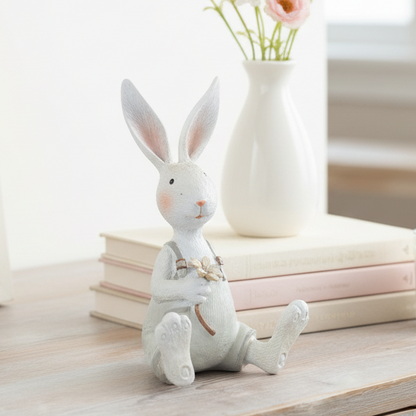 Sitting Rabbit Holding Flower