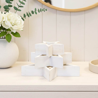 Set of 3 White Wooden Stars