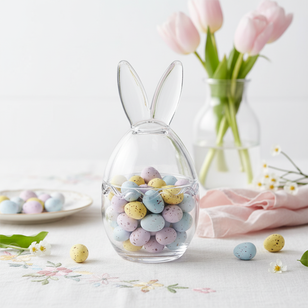 Bunny Ears Glass Lidded Pot