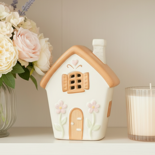 Pastel Green Fairy House Tealight