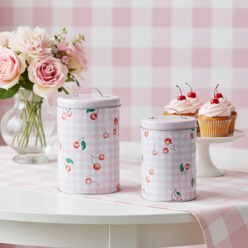 Cherry Storage Tin Set of 2