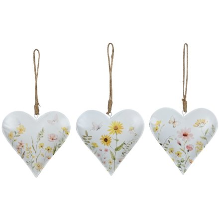 Set of 3 Flower Heart Hangers