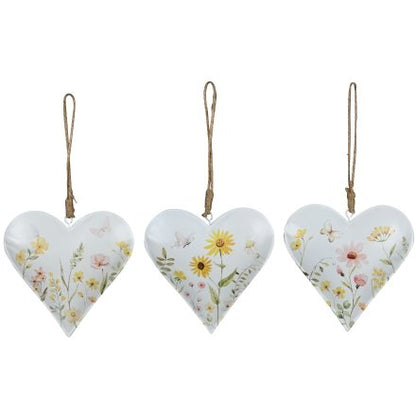 Set of 3 Flower Heart Hangers