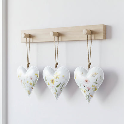 Set of 3 Flower Heart Hangers