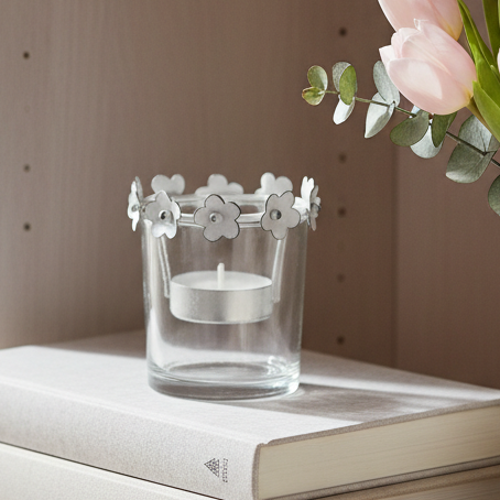 Vintage Flower Trim Tealight Holder