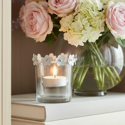 Vintage Flower Trim Tealight Holder