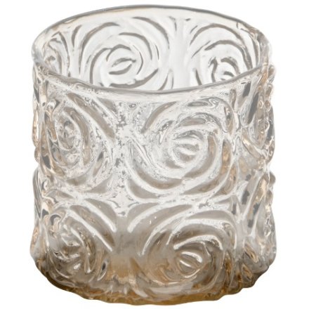 Taupe Swirl Glass Tealight Holder