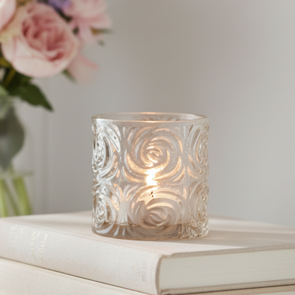 Taupe Swirl Glass Tealight Holder