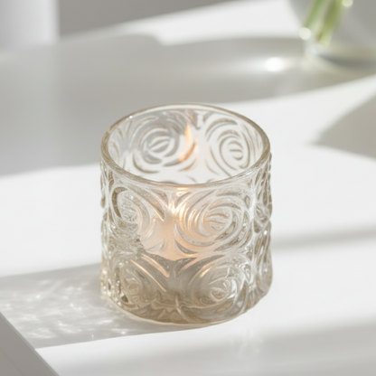 Taupe Swirl Glass Tealight Holder