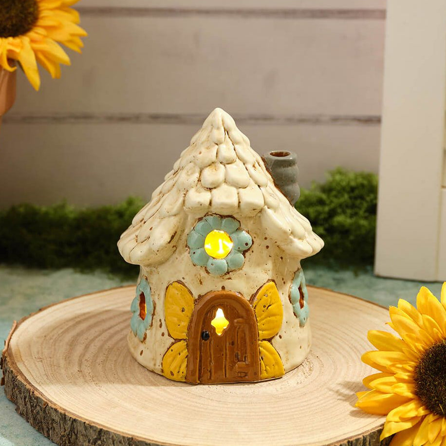 Butterfly Door Stoneware LED Cottage