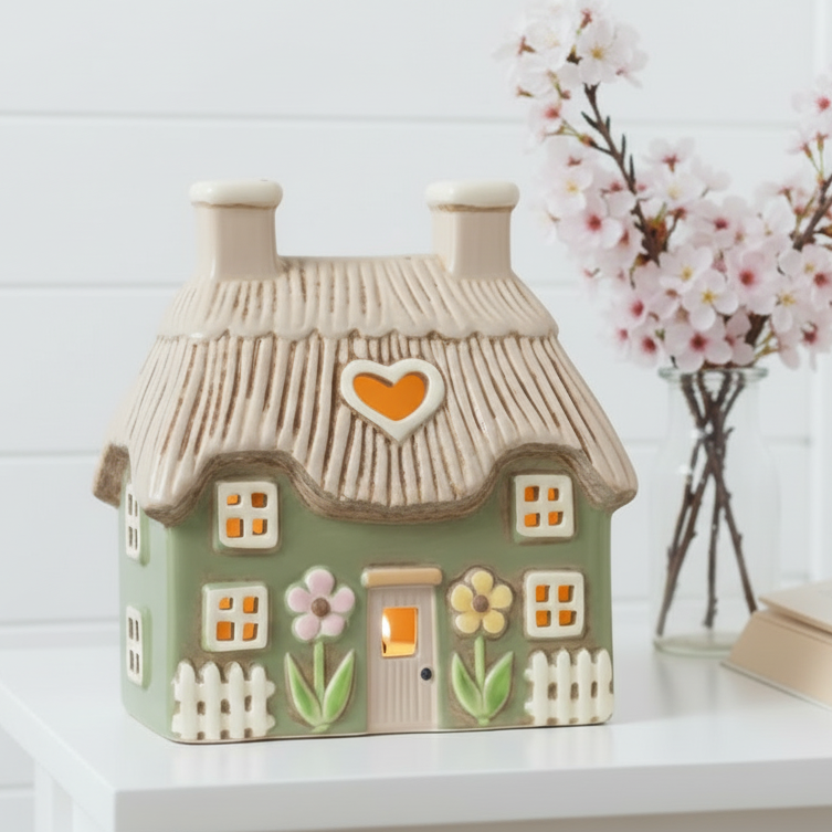 BACK JAN Green Cottage Tealight Holder