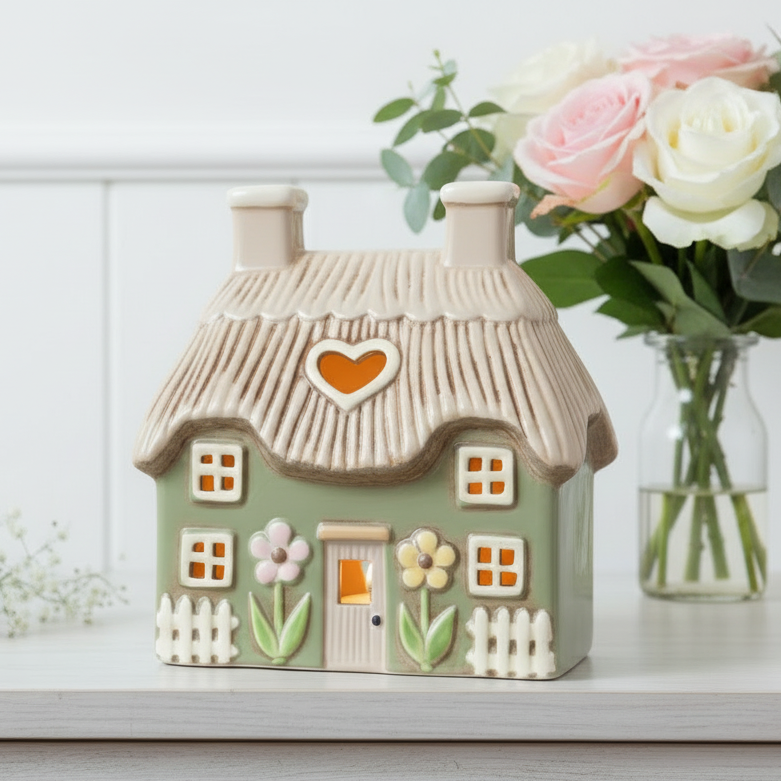 BACK JAN Green Cottage Tealight Holder