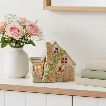 BACK MAR Cream Tealight Cottage with Chimney