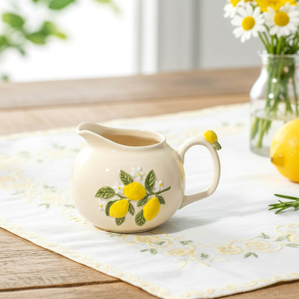 Lemon Embossed Stoneware Jug