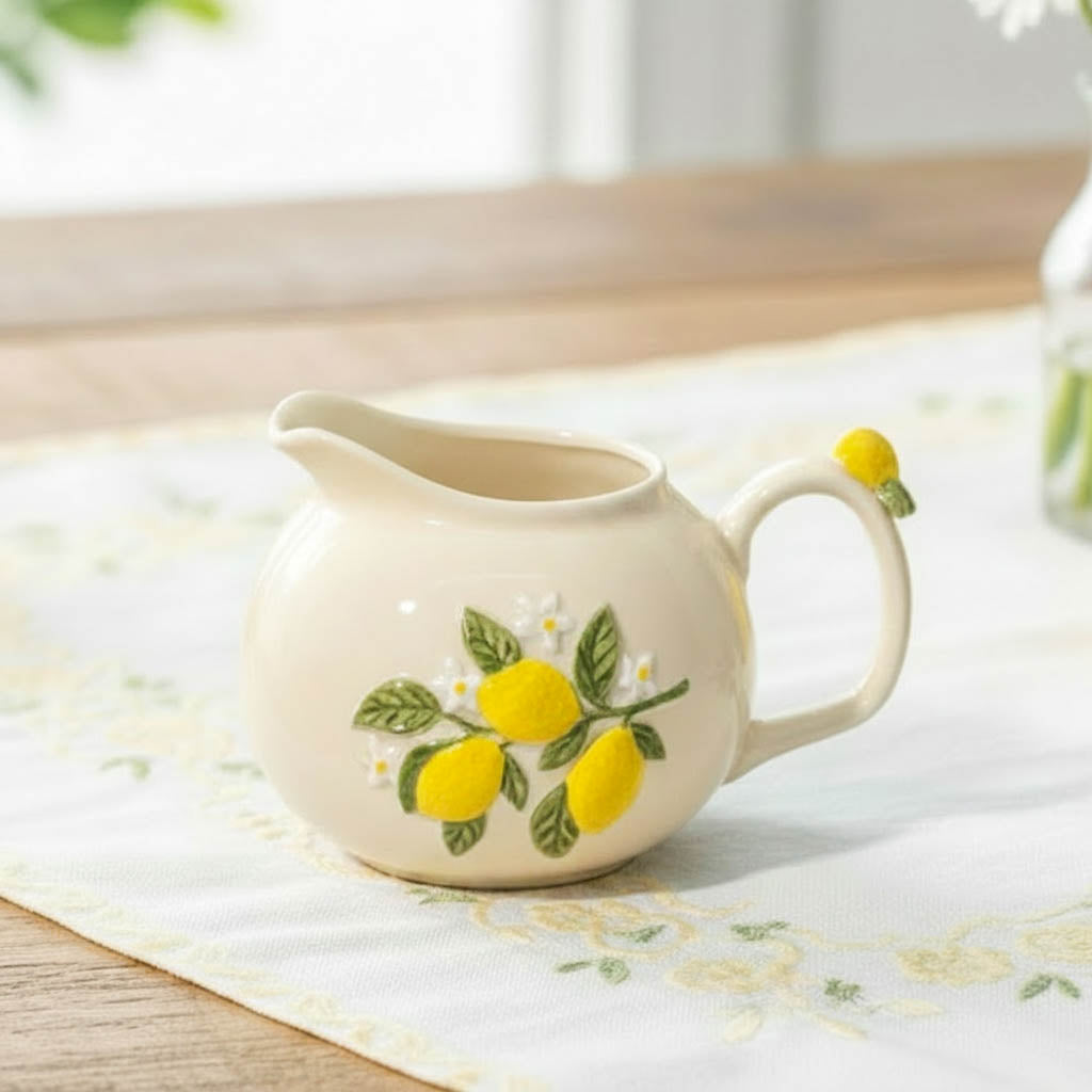 Lemon Embossed Stoneware Jug