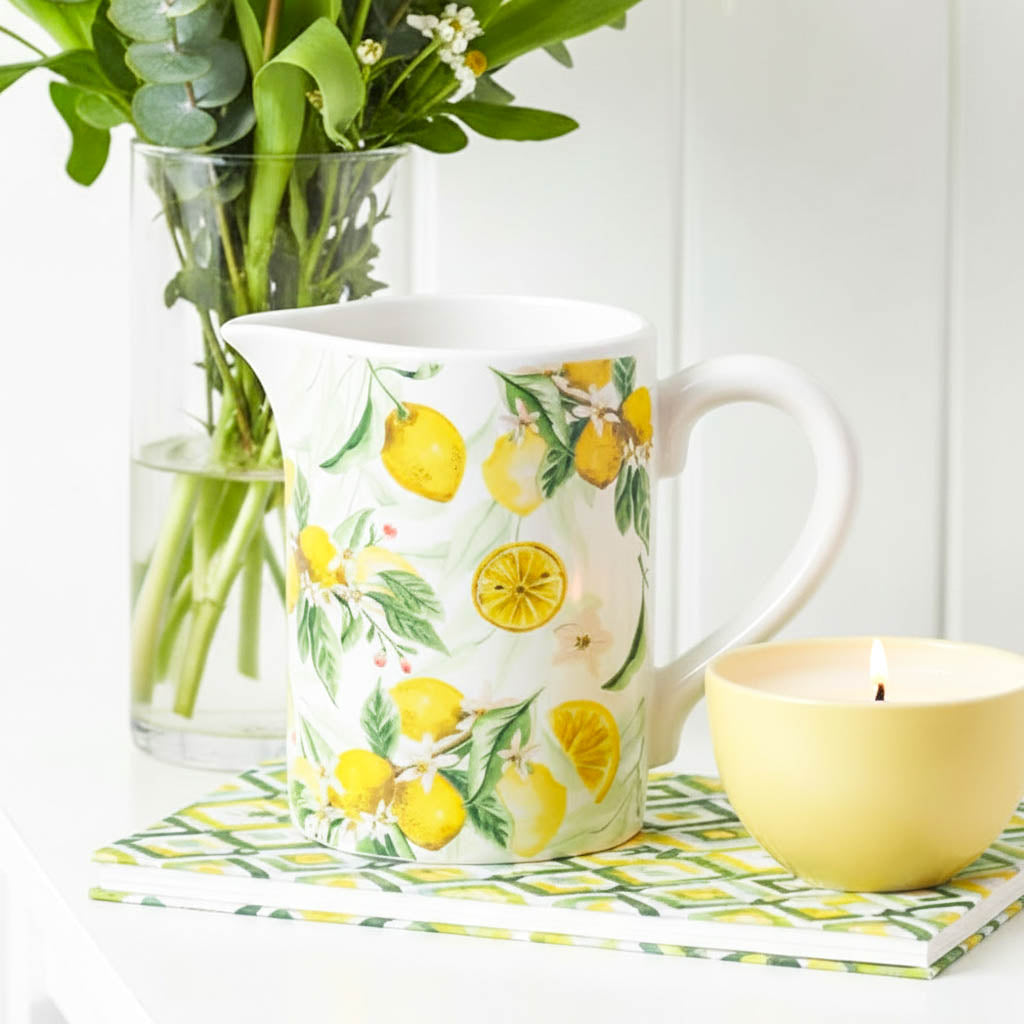 Lemon Print Ceramic Jug