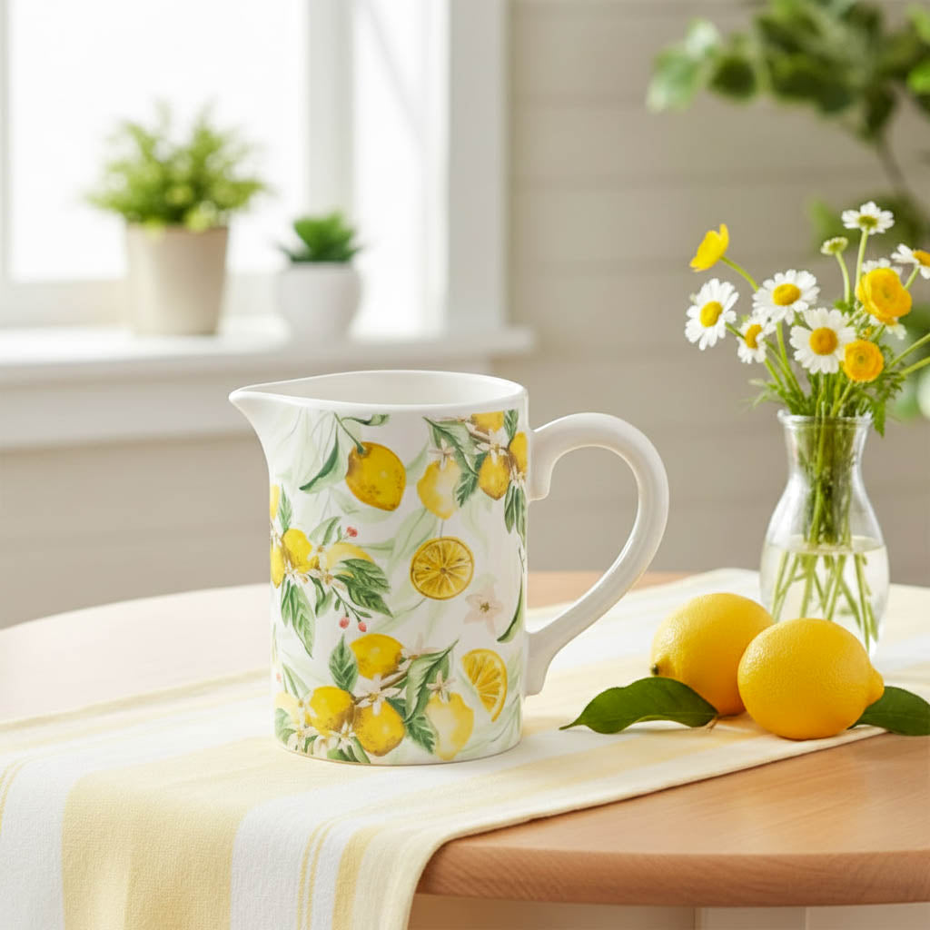 Lemon Print Ceramic Jug