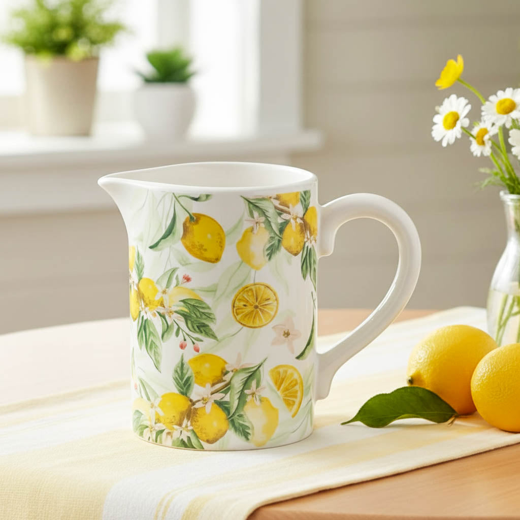 Lemon Print Ceramic Jug