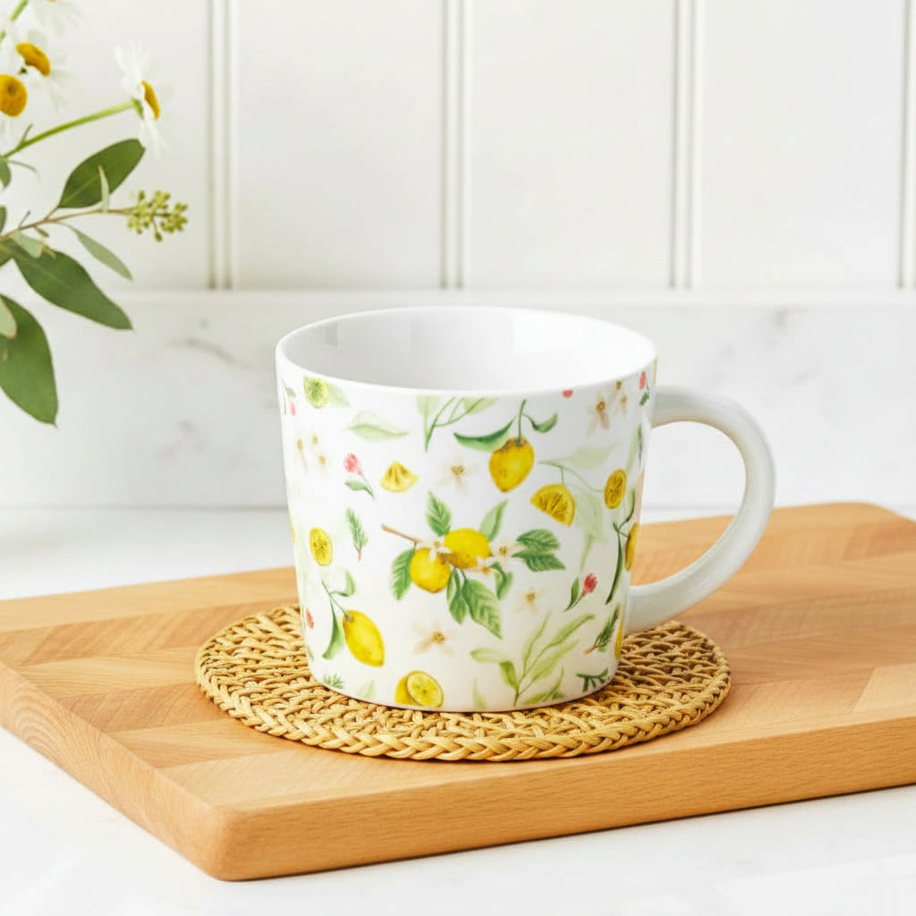Lemon Print Stoneware Mug