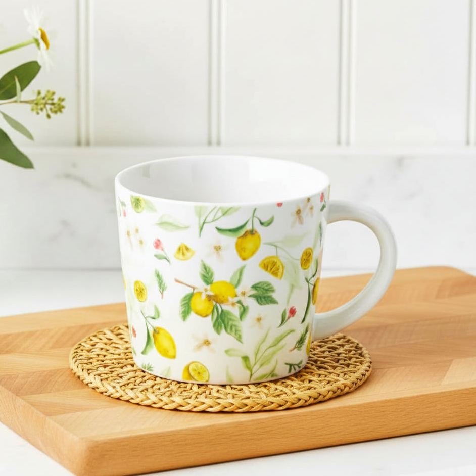 Lemon Print Stoneware Mug