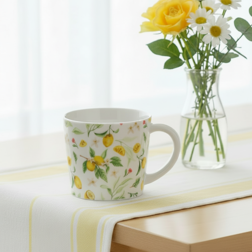 Lemon Print Stoneware Mug