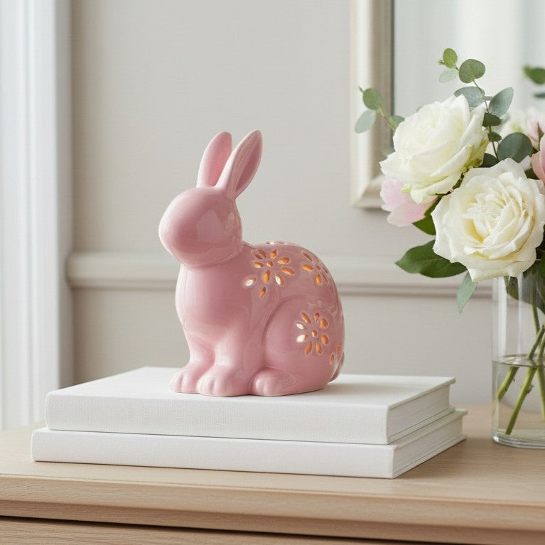 Pink Ceramic LED Rabbit