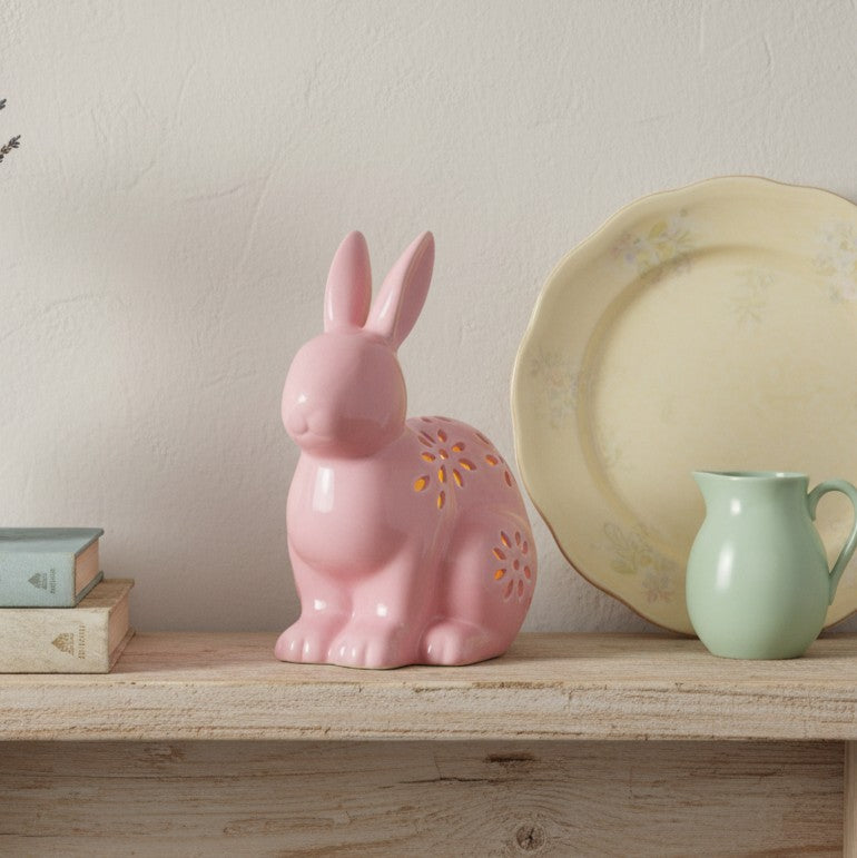 Pink Ceramic LED Rabbit