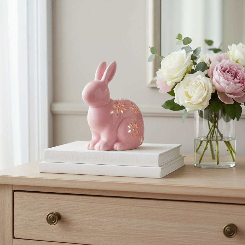 Pink Ceramic LED Rabbit