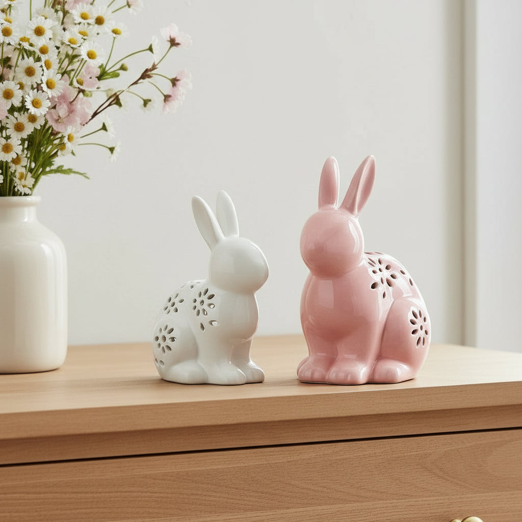 Pink Ceramic LED Rabbit
