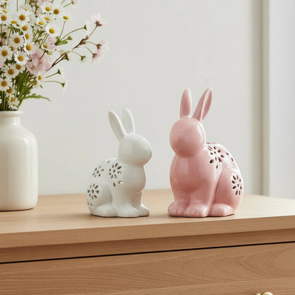 Pink Ceramic LED Rabbit