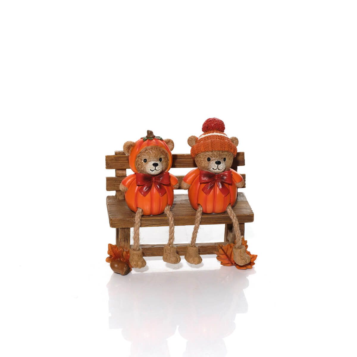 Mini Autumn Bears Sitting on Bench