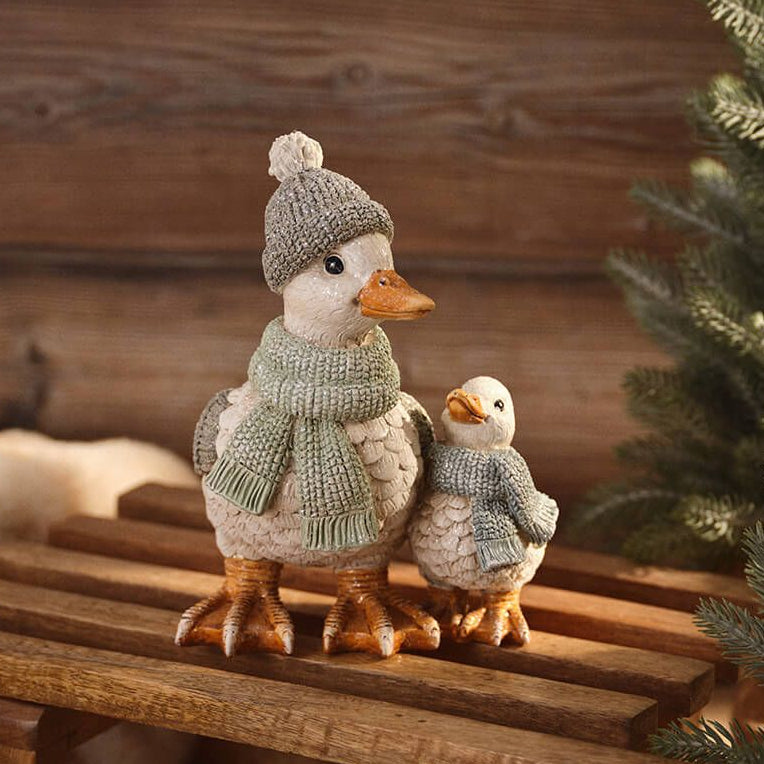 Mum &amp; Baby Winter Duck Ornament