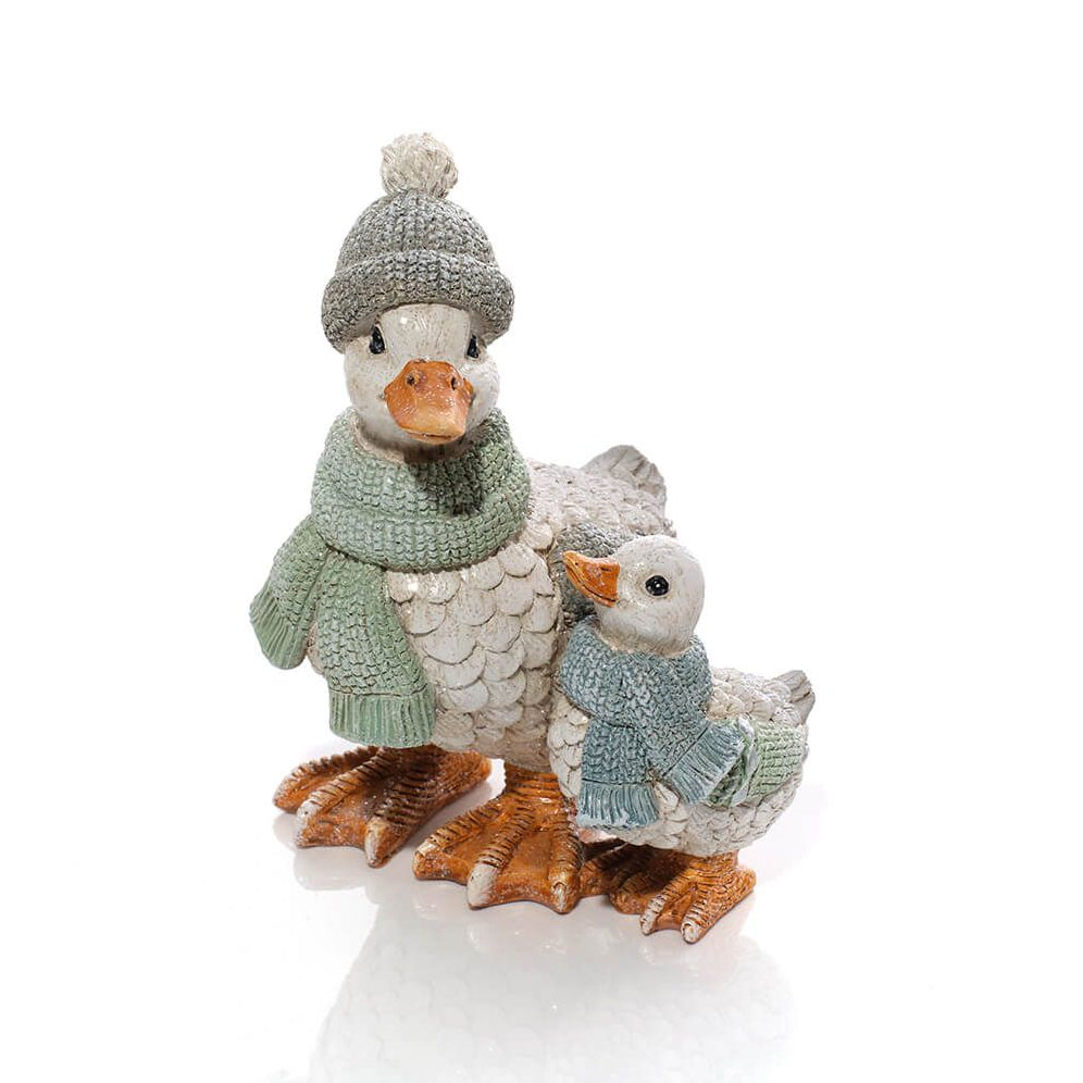 Mum &amp; Baby Winter Duck Ornament