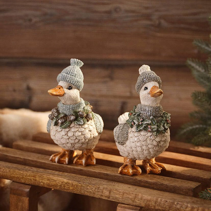Winter Duck with Hat &amp; Scarf Set of 2