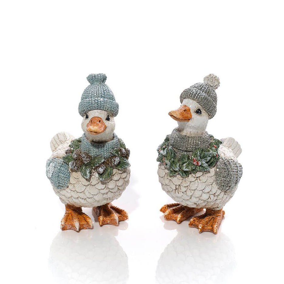 Winter Duck with Hat &amp; Scarf Set of 2