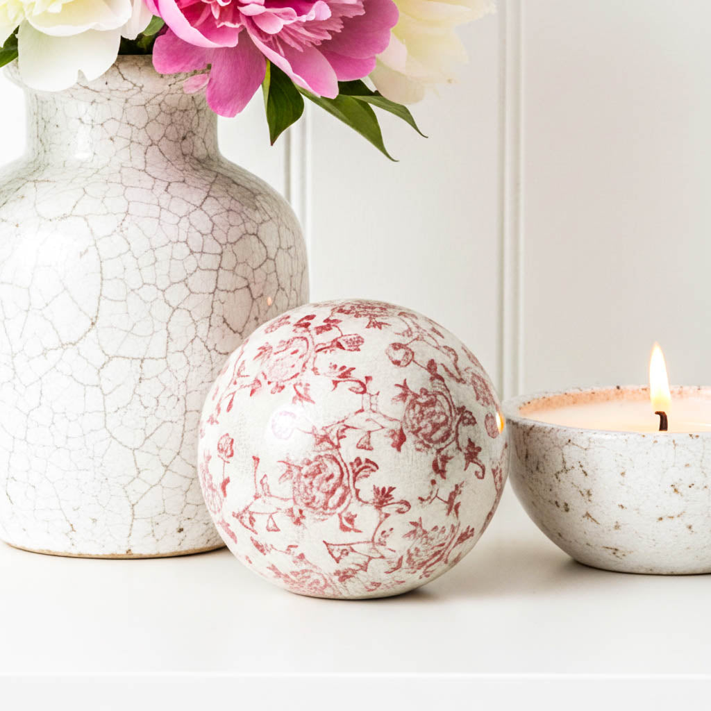 Vintage Pink Crackle Effect Ball