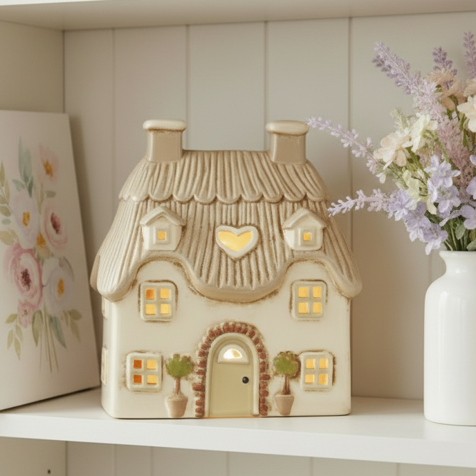 Cream Cottage Tealight Holder