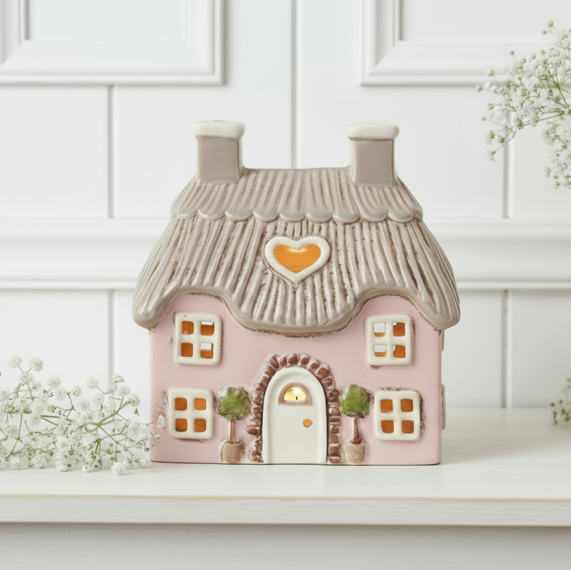 BACK JAN Pink Cottage Tealight Holder