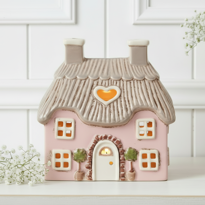 BACK JAN Pink Cottage Tealight Holder
