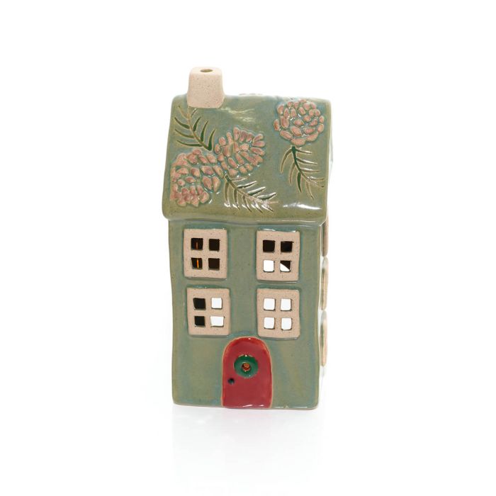 Evergreen Tall Stoneware Christmas Candle House