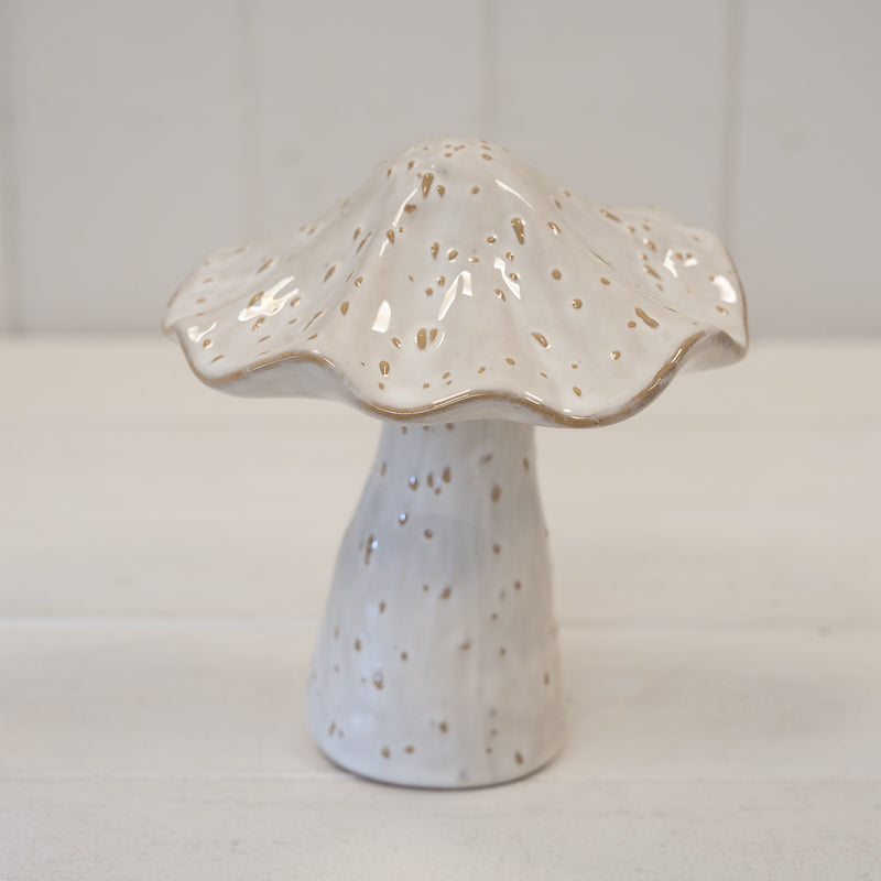 Natural Stone Glazed Speckled Mushroom Ornament