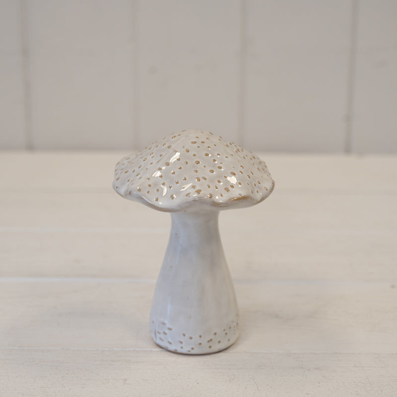 Natural Stone Glazed Speckled Mushroom Ornament