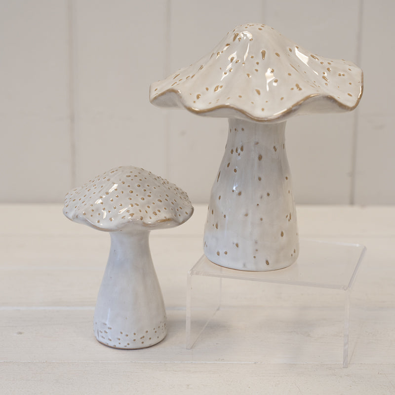Natural Stone Glazed Speckled Mushroom Ornament